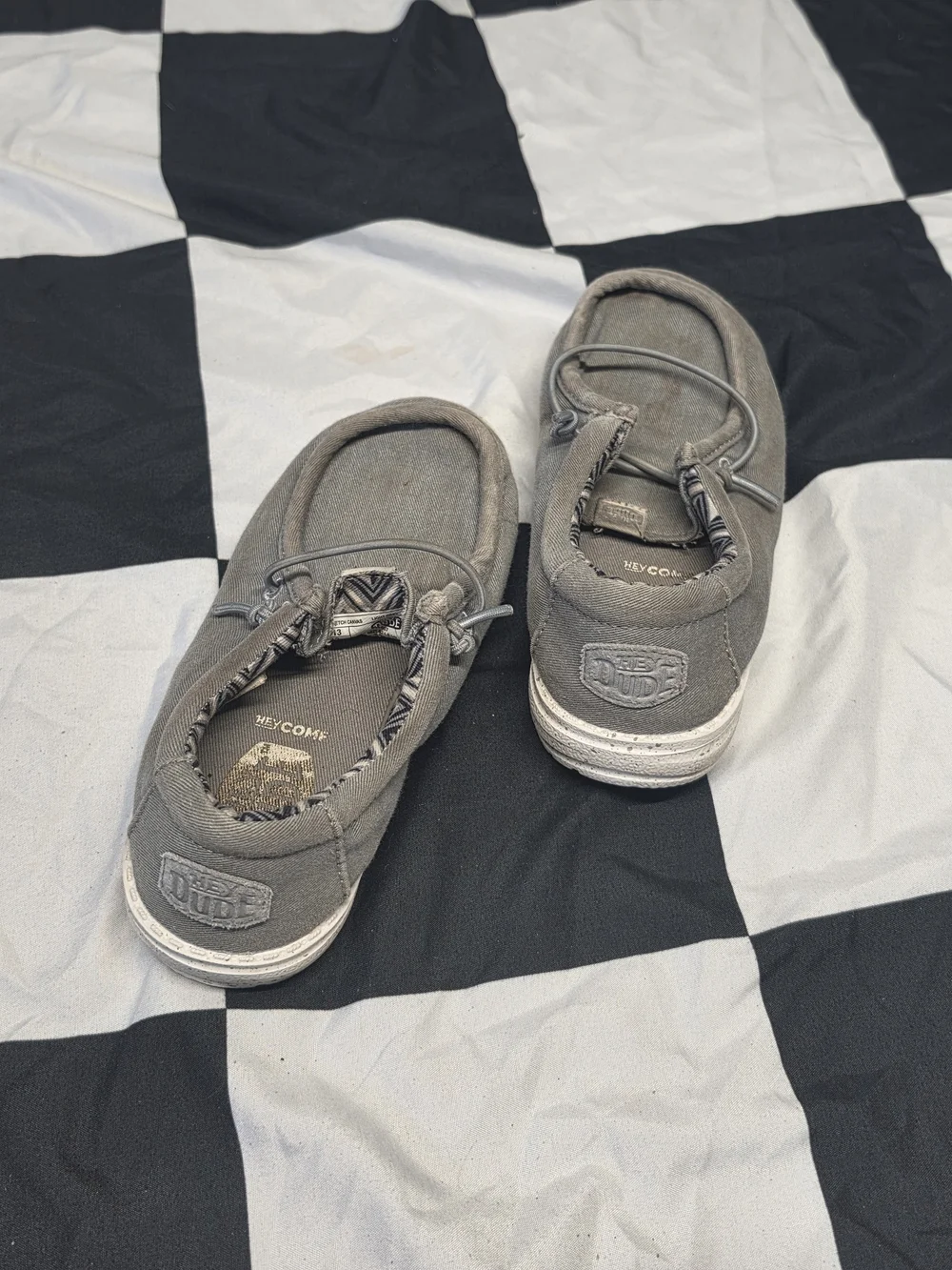 Hey Dude Kids Gray Canvas Slip-On Moccasins